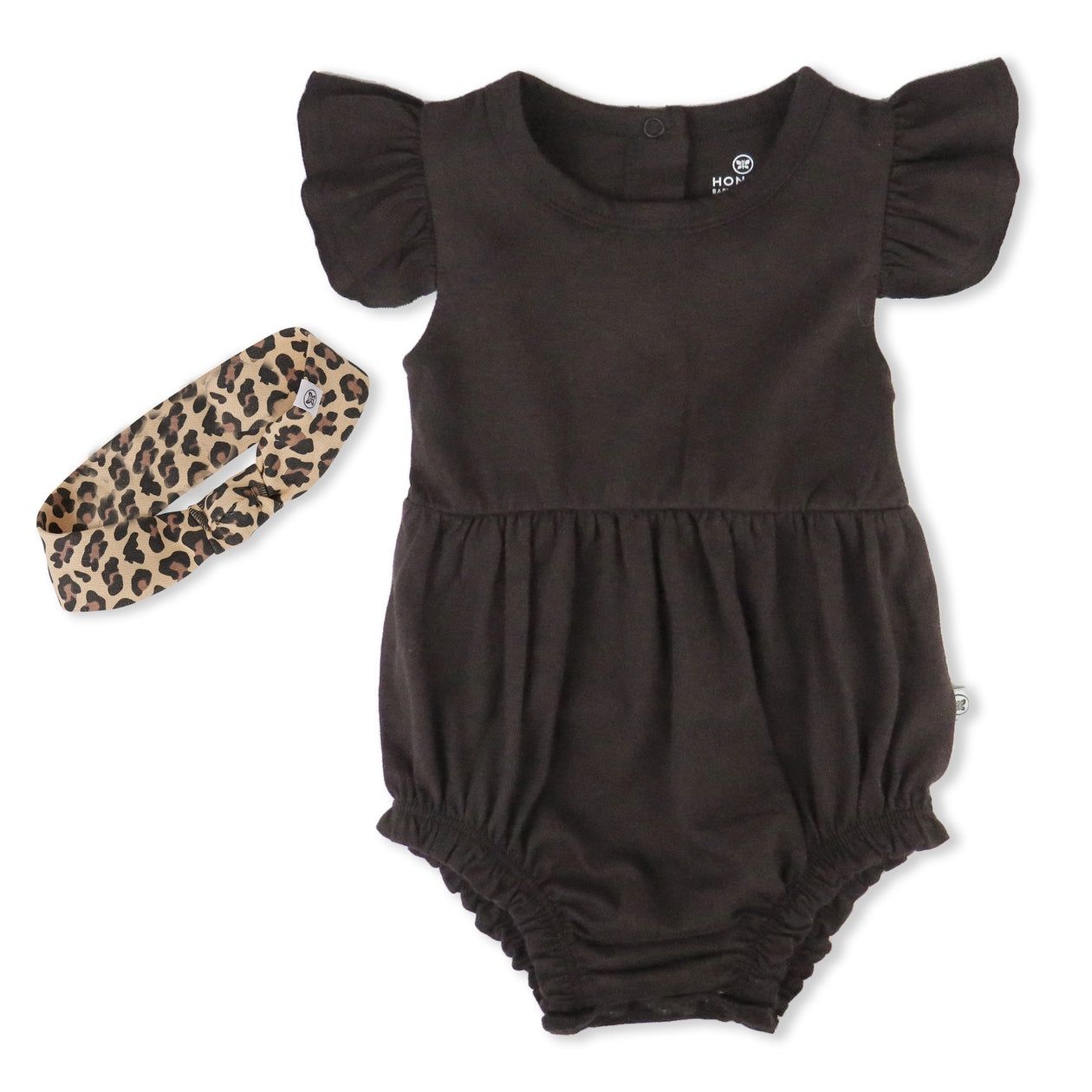 Organic Cotton Jumpsuit Romper Set- Safari Brown, Size: 0-3M