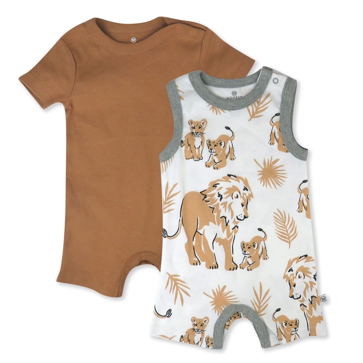 Organic Cotton Jumpsuit Romper Set- Lion, Size: 6-9M