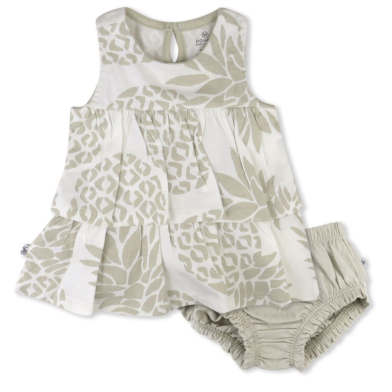 2-Piece Top with Diaper Cover- Pineapple Leaf Ivory, Size: 6-9M