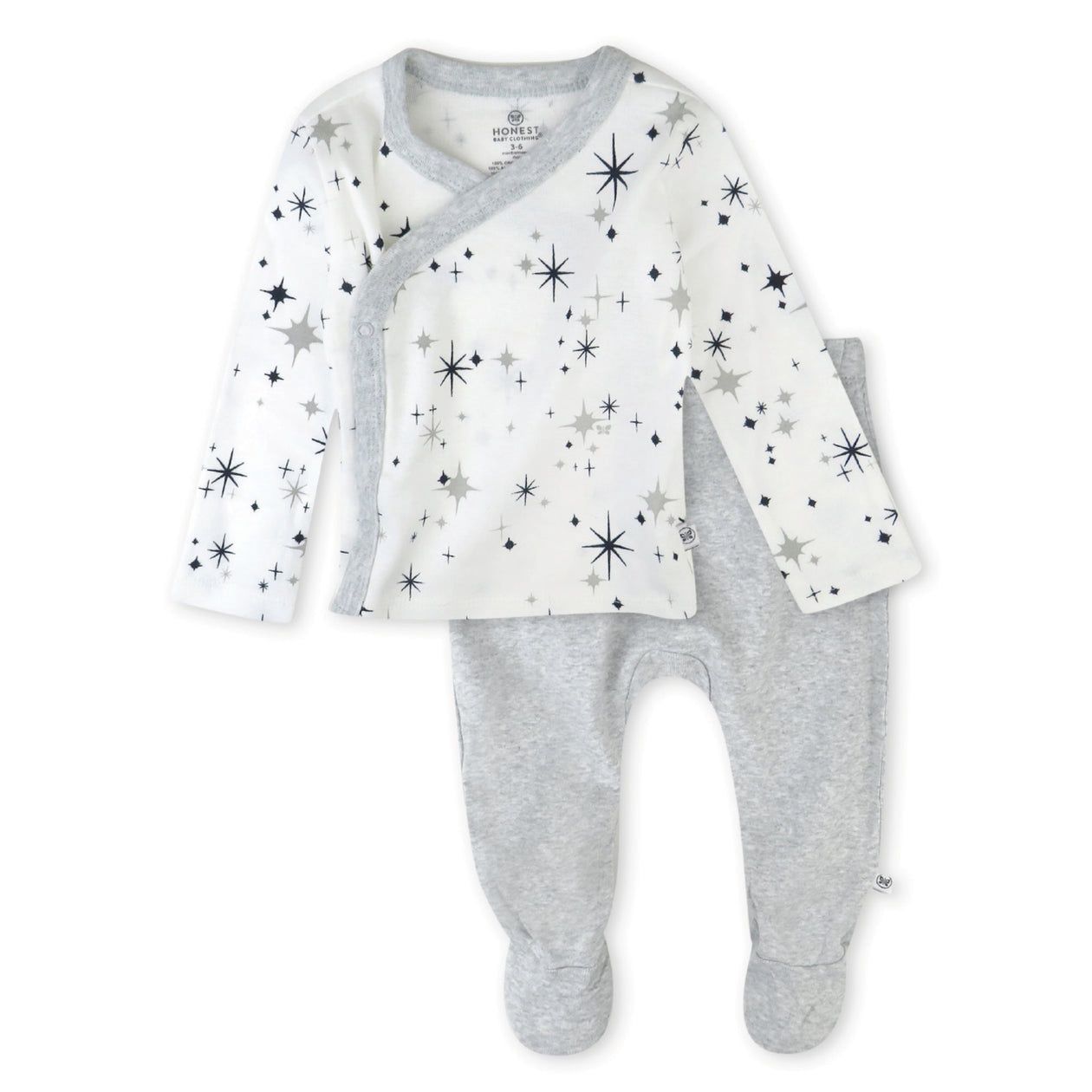 2-Piece Take-Me-Home Side-Snap Top and Pant Set- Twinkle Grey, Size: 0-3M