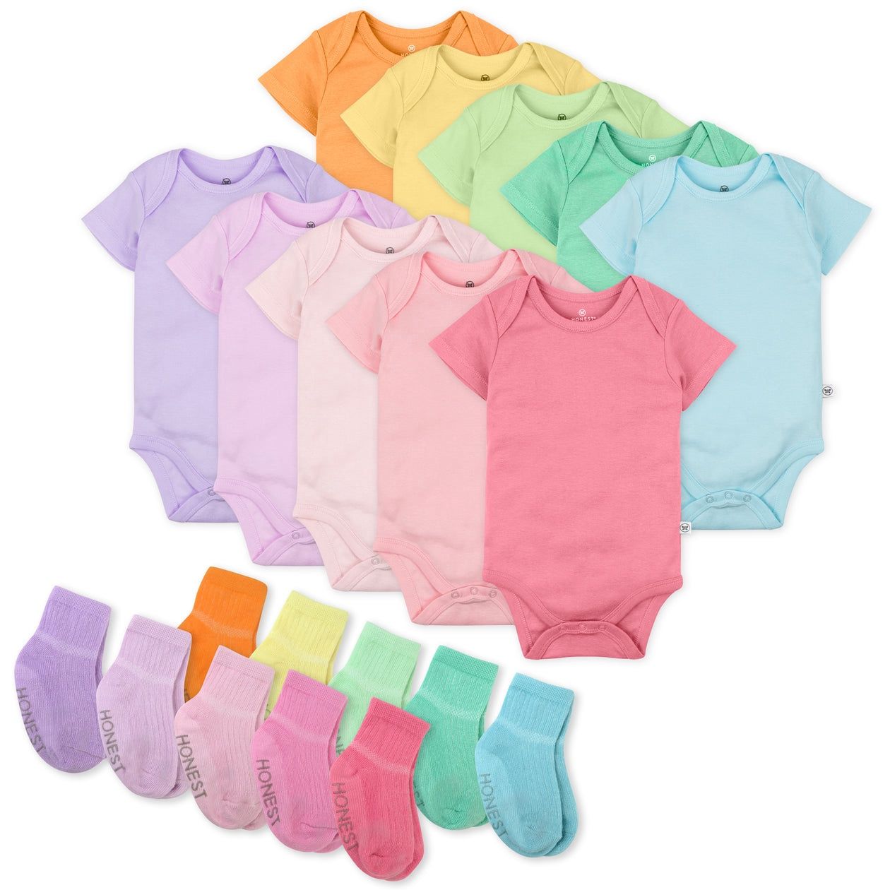 Organic Pastel Onesies - Rainbow Pink (girls), Size: 6-9M, Color: Light pink