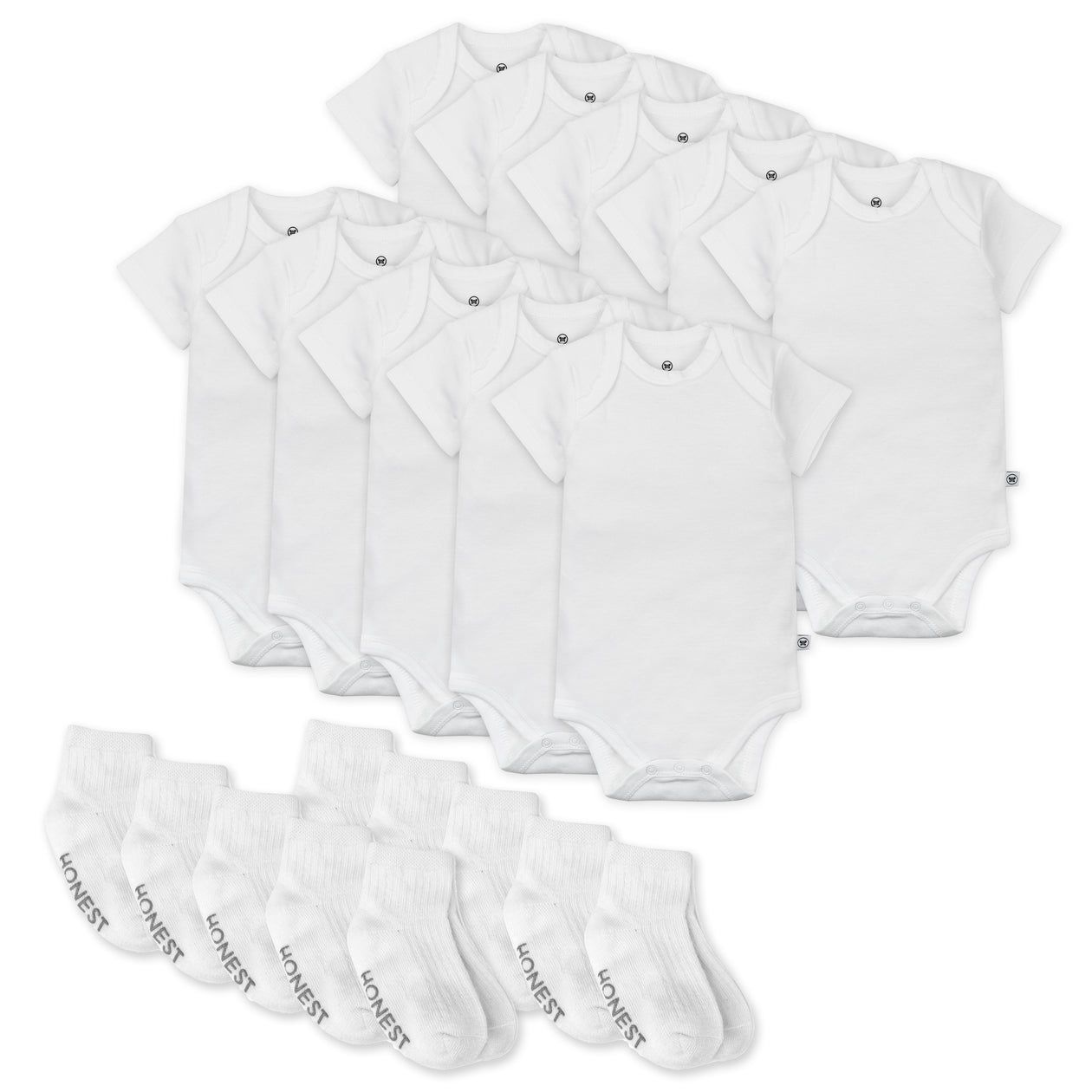 Organic Cotton Onesies &amp; Sock Set - White, Size: 3-6M, Color: White