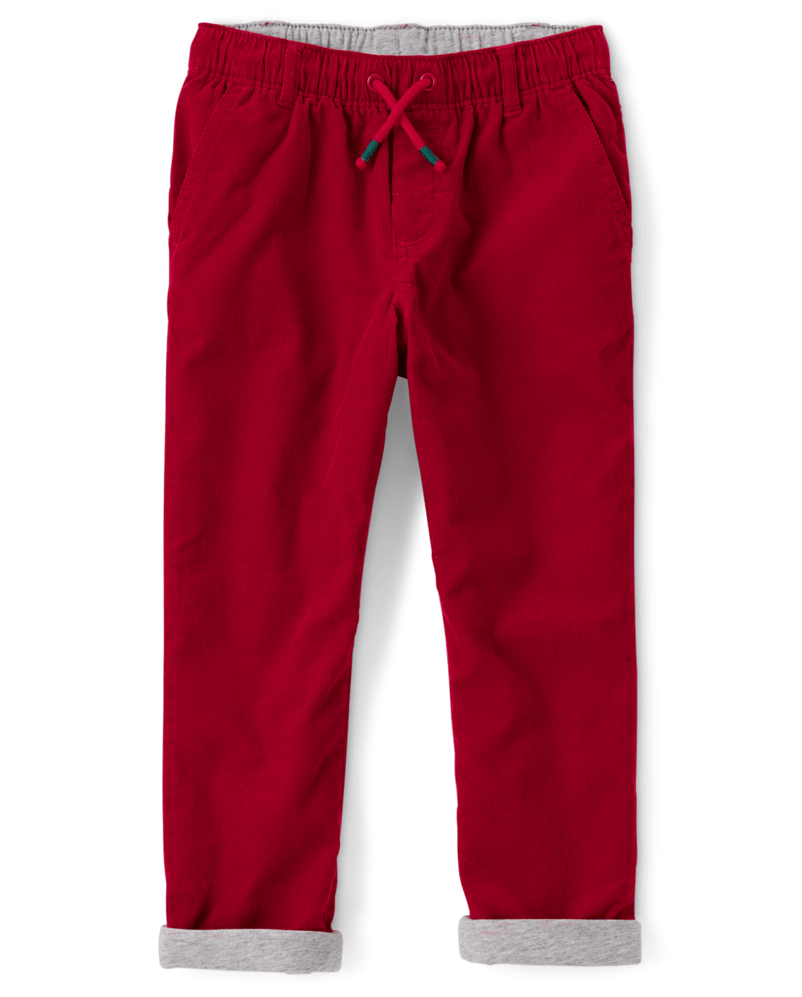 Boys Corduroy Pull On Roll Cuff Pants - All Dressed Up - red, Size: 12-18M