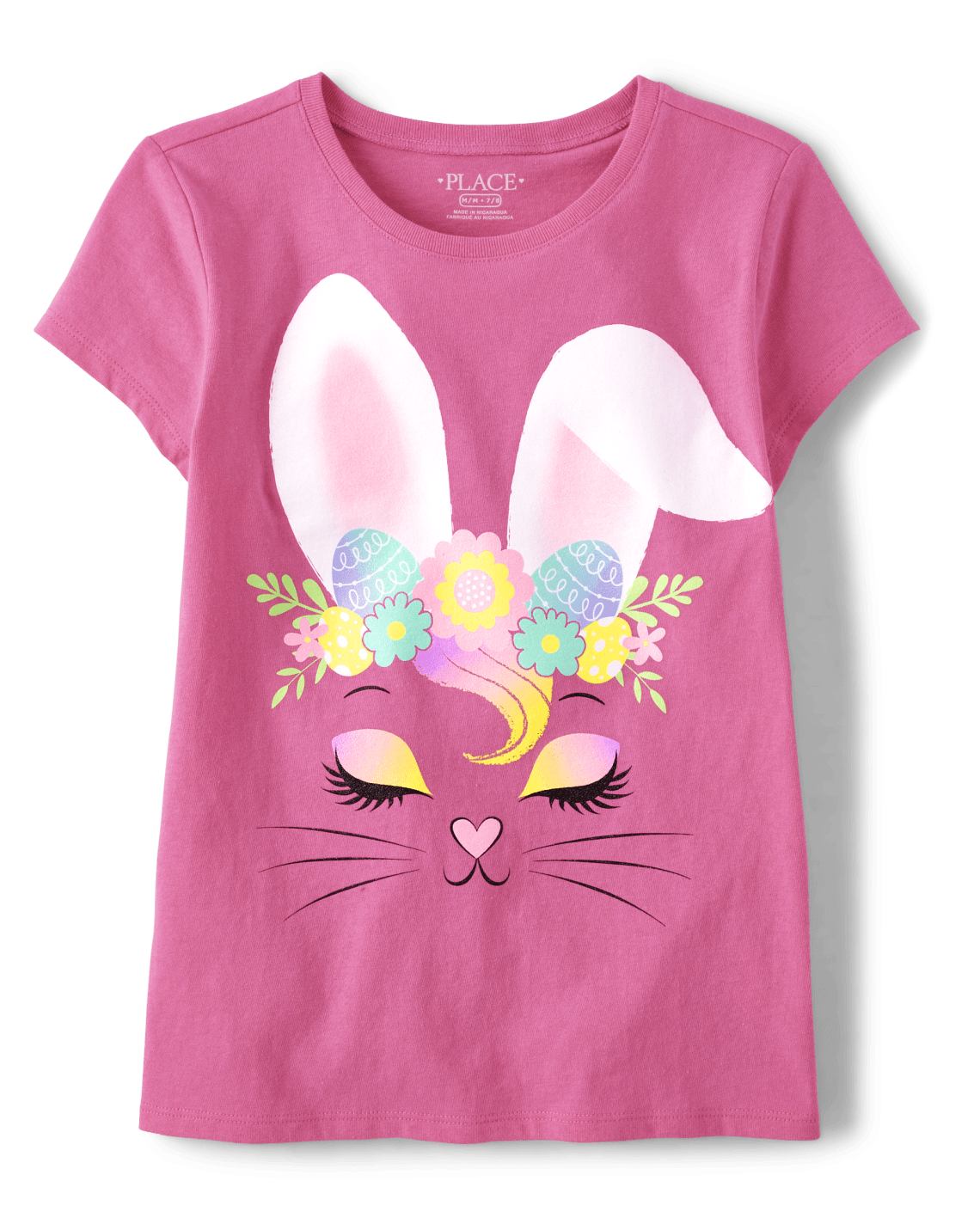 Girls Easter Bunny Graphic Tee - pink, Size: S(4)
