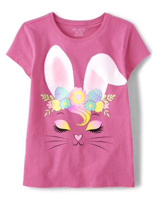 Girls Easter Bunny Graphic Tee - pink