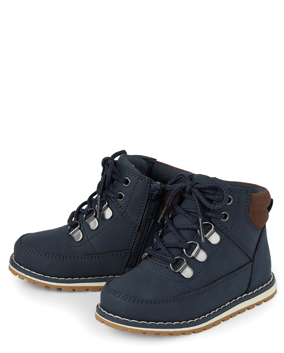 Toddler Boys Contrast Cuff Lace Up Boot, Size: Toddler 8 (2.5-3 yrs), Color: Navy Blue