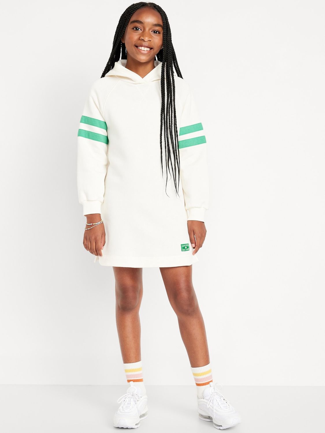 Long-Sleeve Hooded Fleece Dress for Girls, Size: Sm