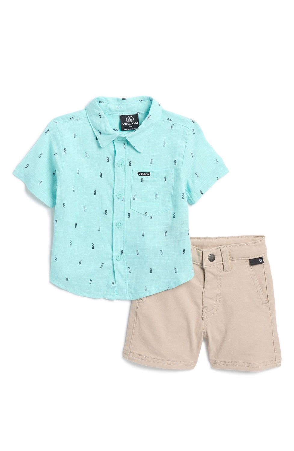 Stripe Short Sleeve Button-Up &amp; Shorts Set, Size: 12M