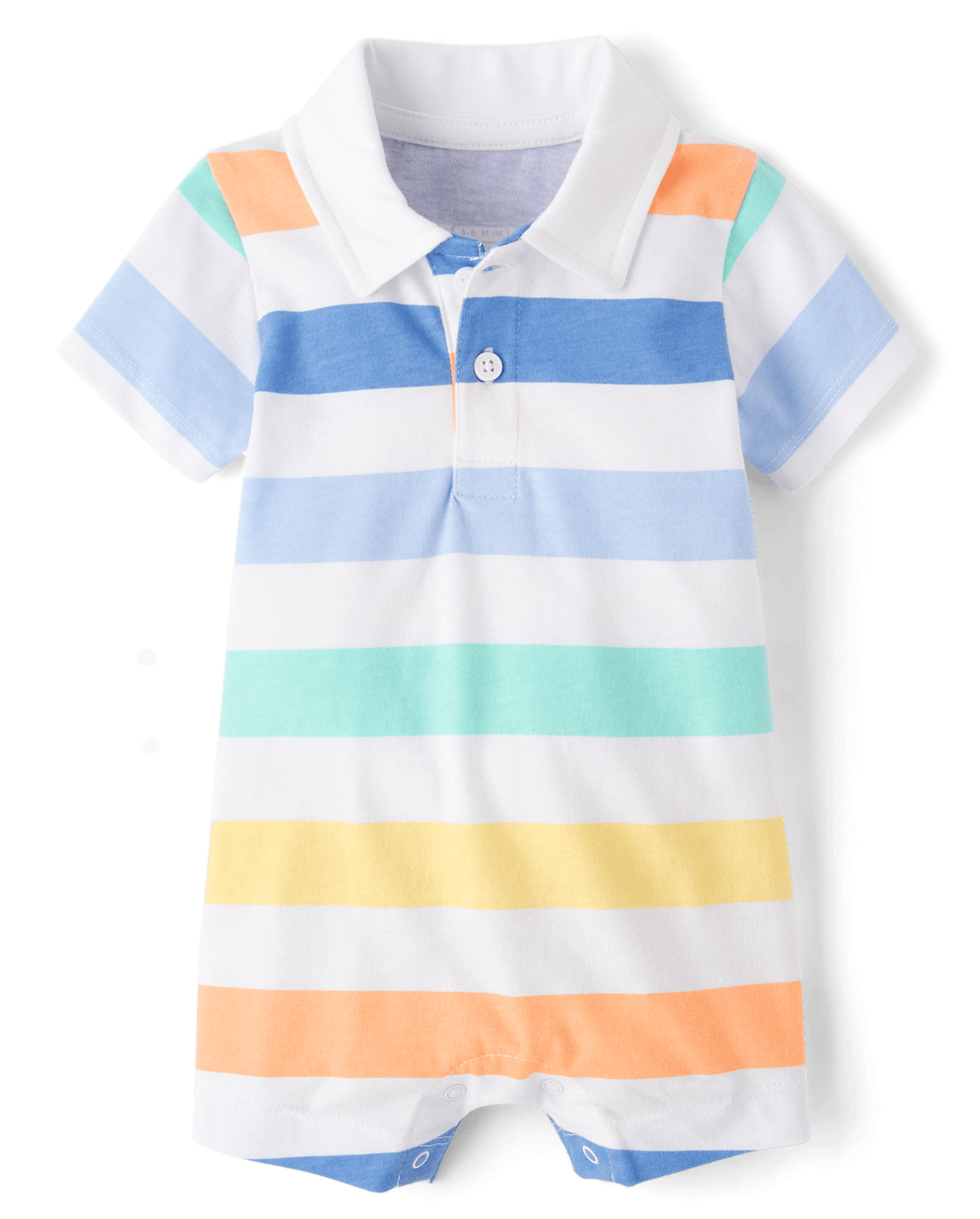 Baby Boys Striped Polo Romper - coral, Size: 6-9M
