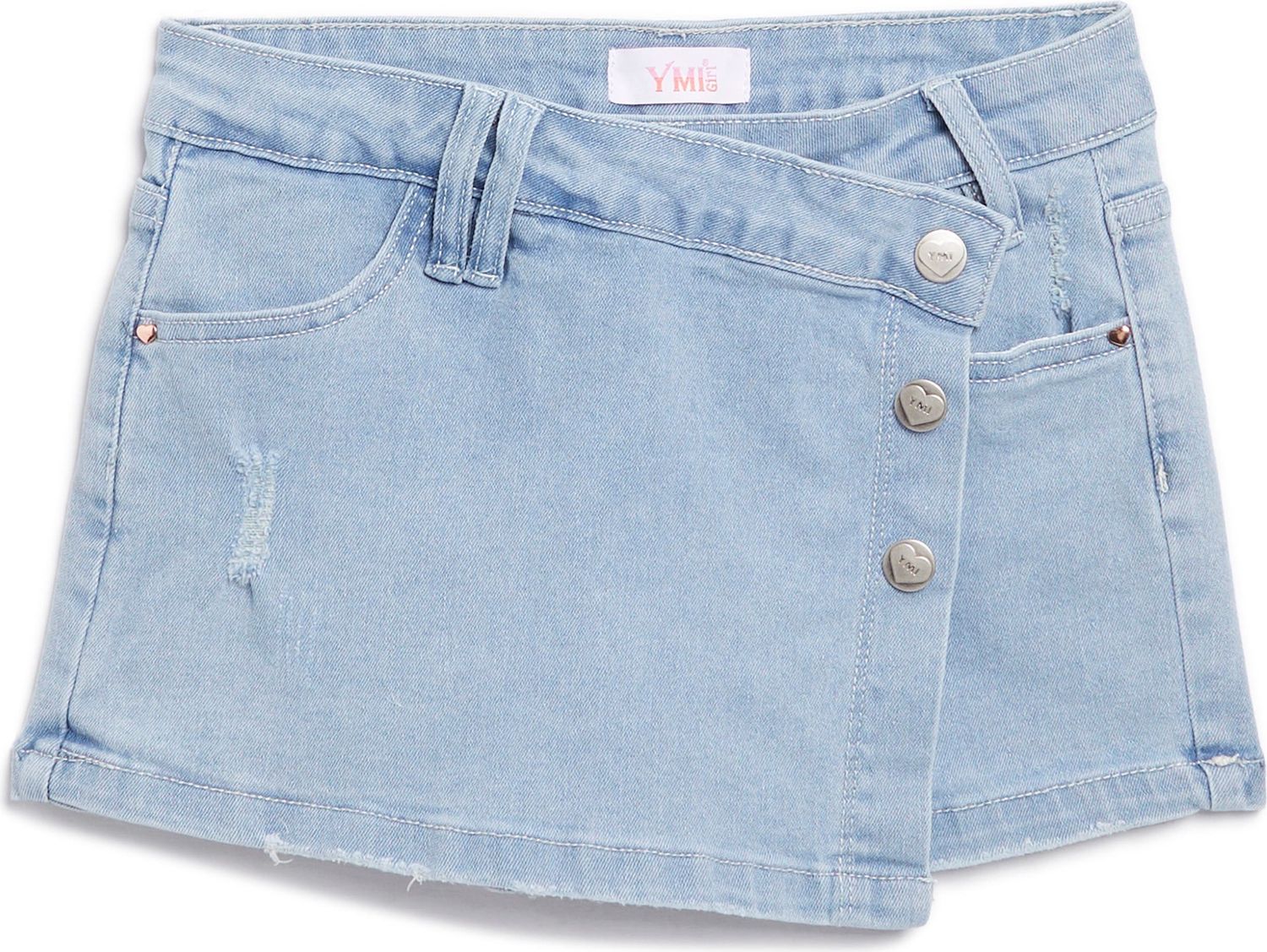 Kids&#39; Asymmetrical Denim Skort - Light Blue, Size: 8