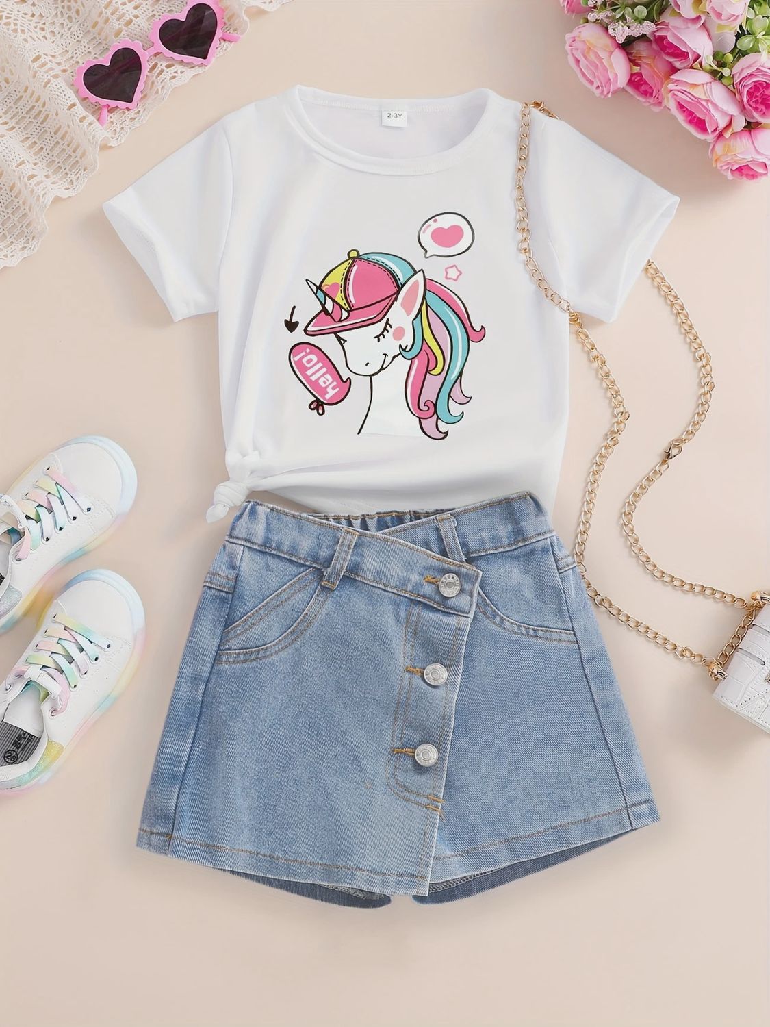 Stylish And Cute Two-Piece Set for Young Girls, Size: 2-3Y