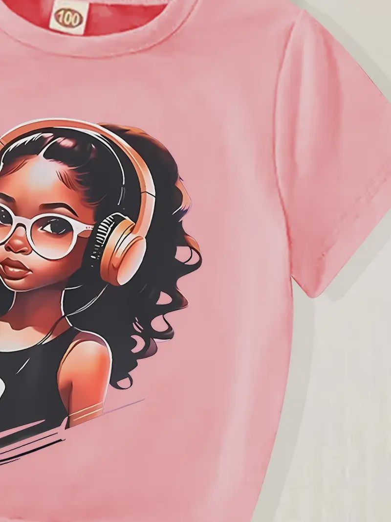 Girls&#39; Short-Sleeve T-Shirt - Girls&#39; Portraits, Size: 4-5Y, Color: Pink