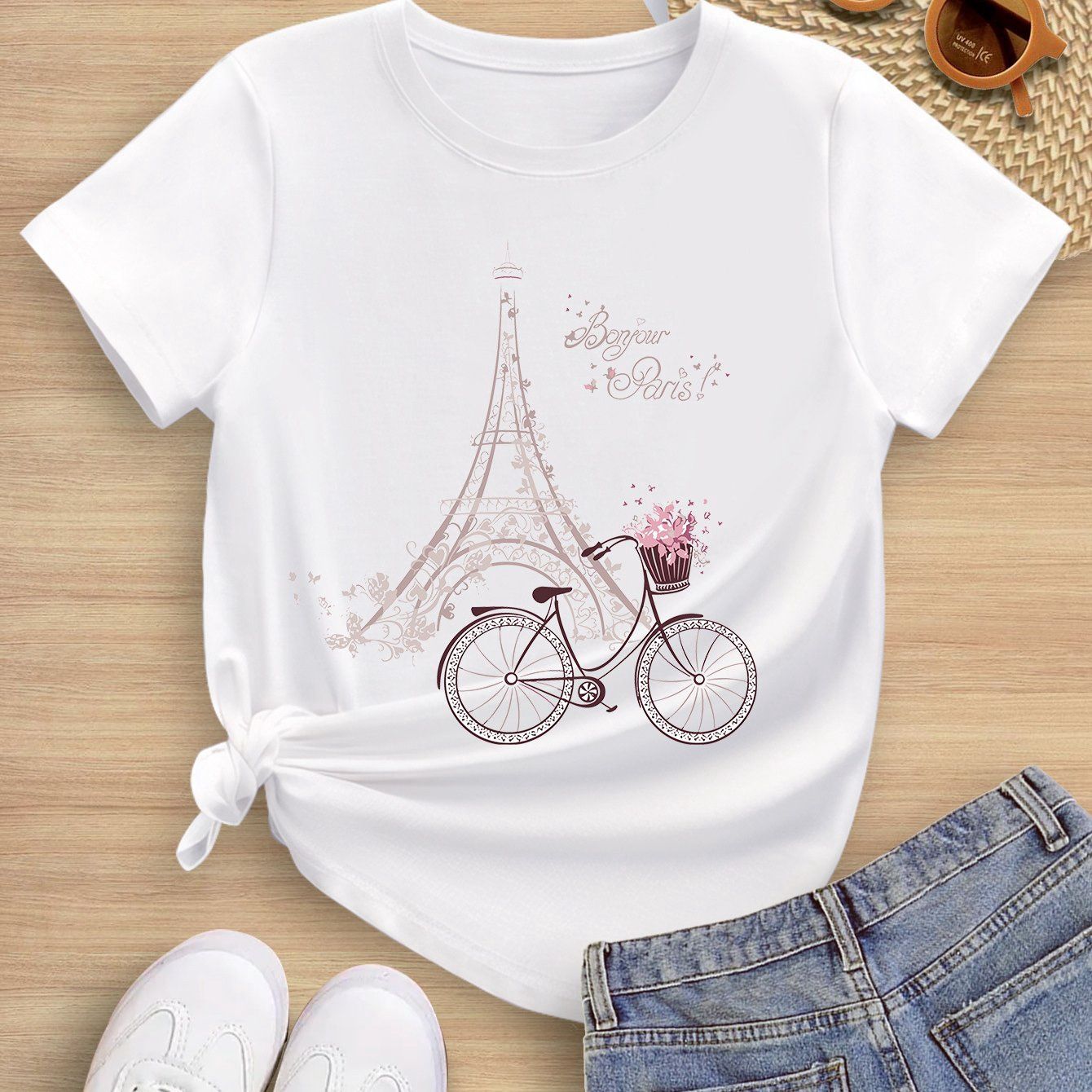 Eiffel Tower &amp; Bicycle Graphic Tee, Size: 11-12Y
