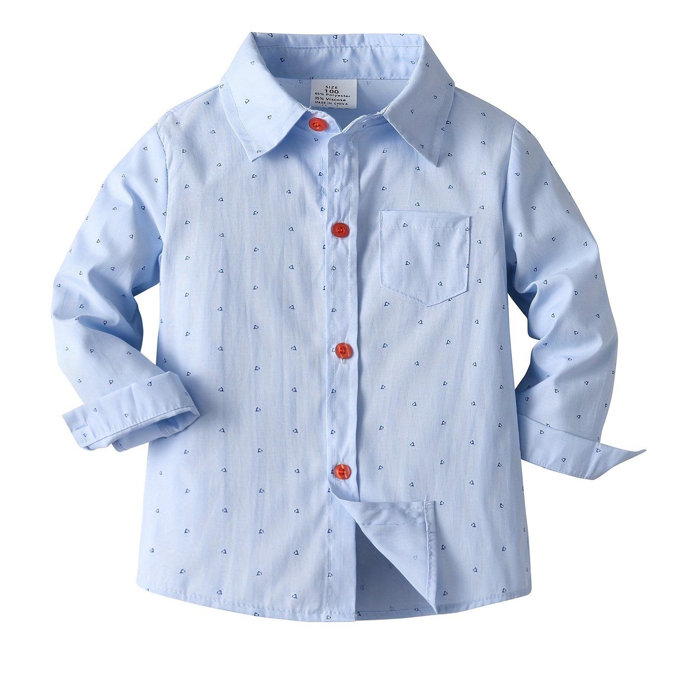 Boys Creative Formal Long Sleeve Shirts Long Sleeve Button Up, Size: 3-4Y