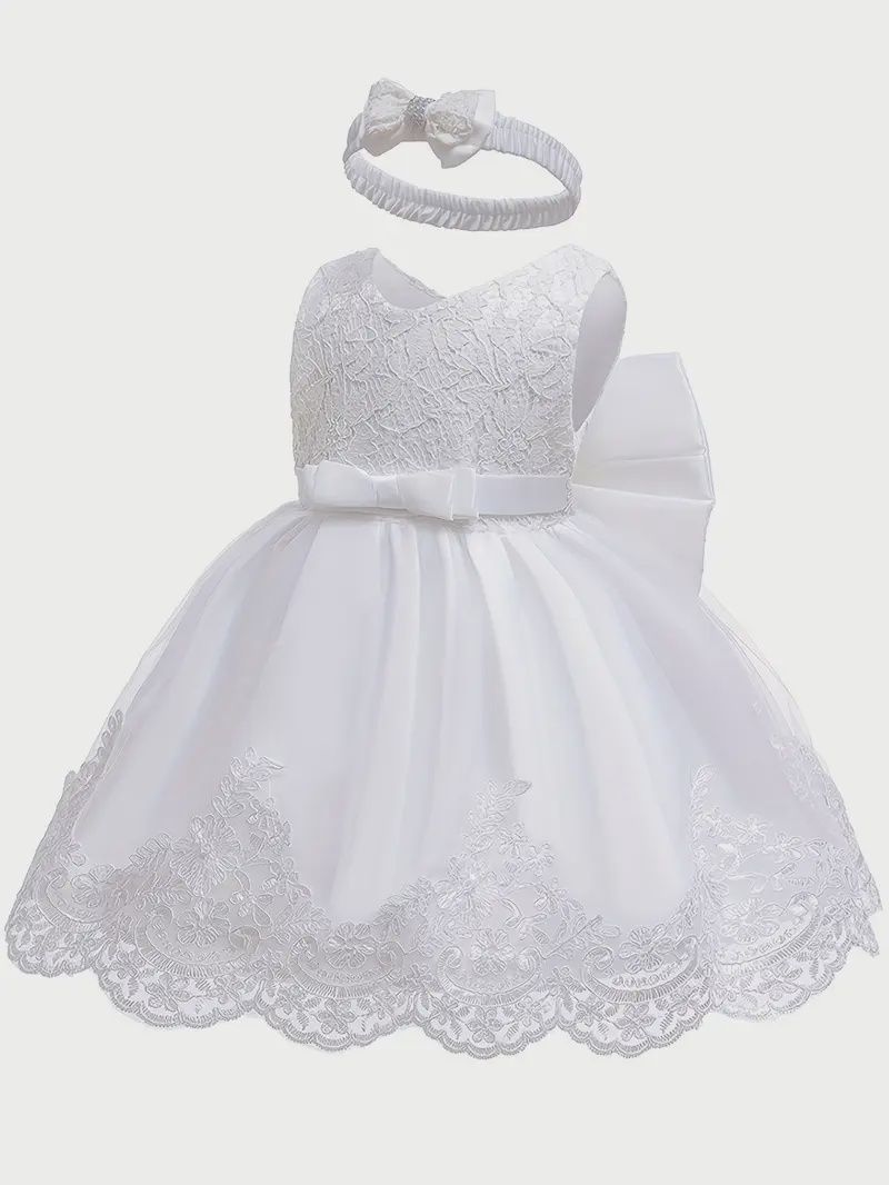 Toddler Baby Girls Lace Tutu Dress with Bowknot - Sleeveless, Round Neckline, Size: 3M