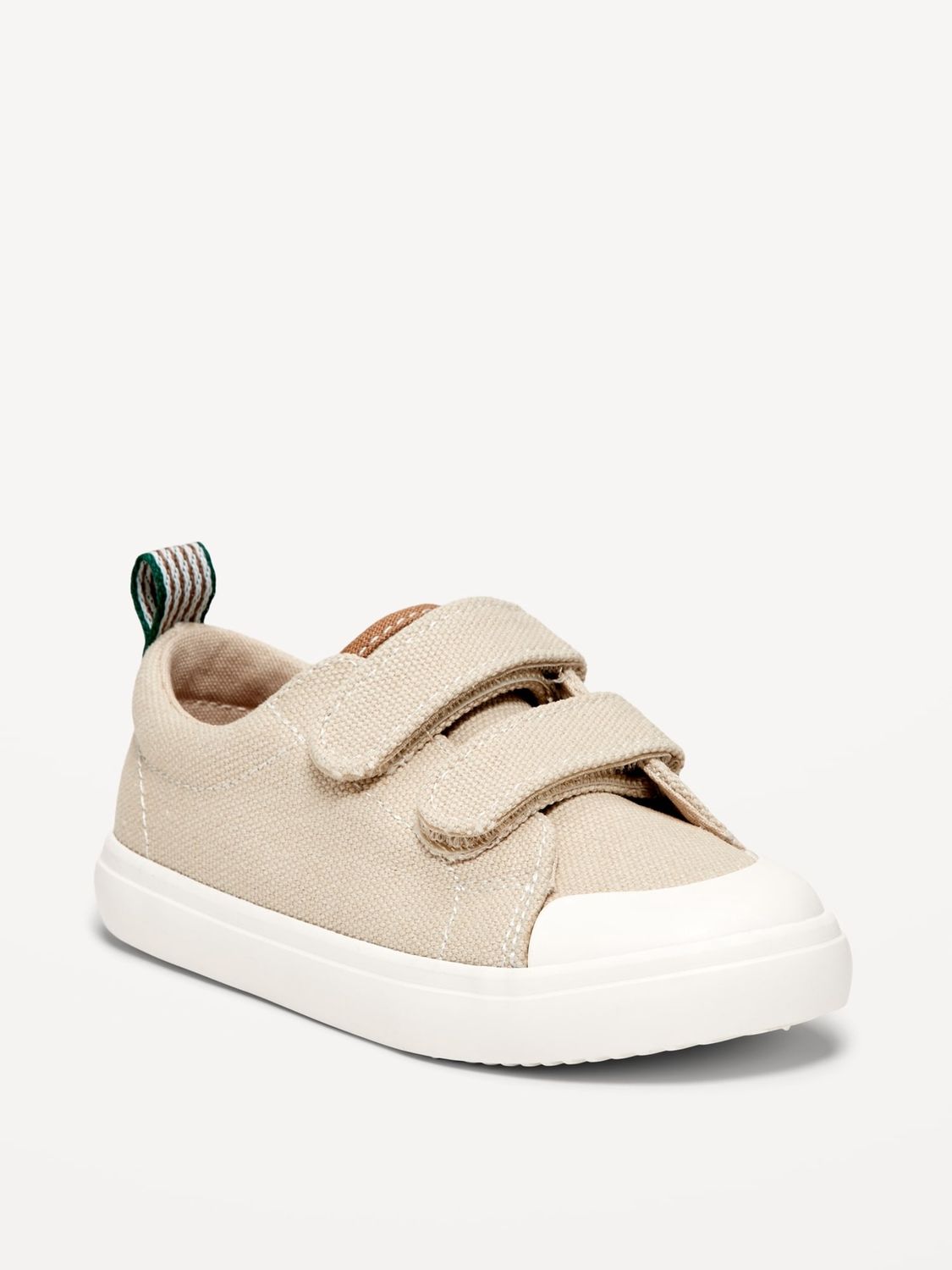 Canvas Double Secure-Strap Sneakers for Toddler Boys - Creme, Size: 7 ( 2-2.5 yrs)