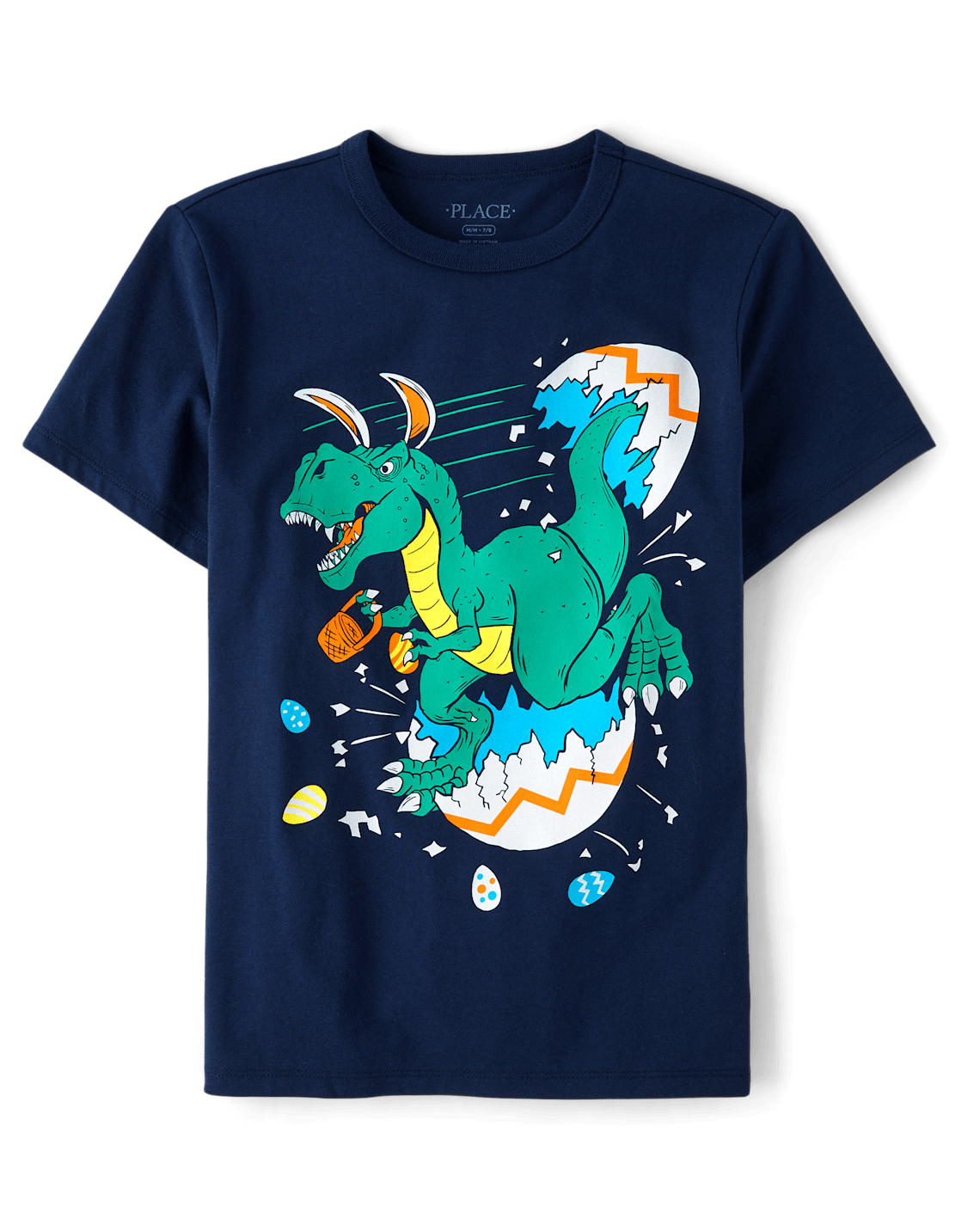 Boys Easter Dino Graphic Tee - blue, Size: 5/6