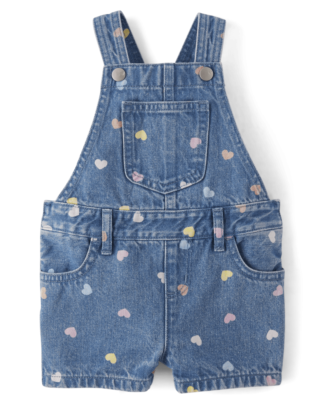 Baby And Toddler Girls Print Denim Shortalls - pink, Size: 9-12M