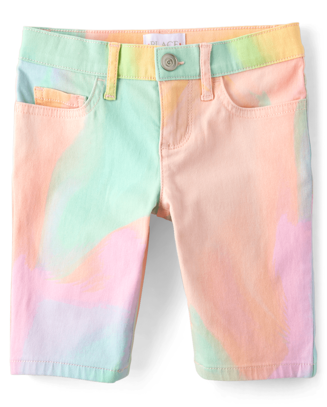 Girls Rainbow Tie Dye Twill Skimmer Shorts, Size: 6