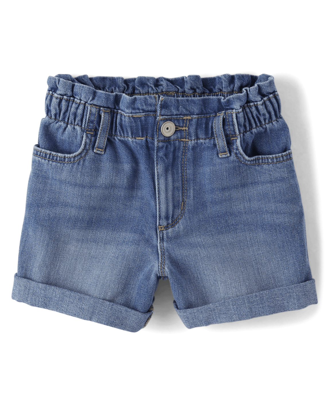 Girls Relaxed Paperbag Waist Denim Shortie Shorts, Size: 4