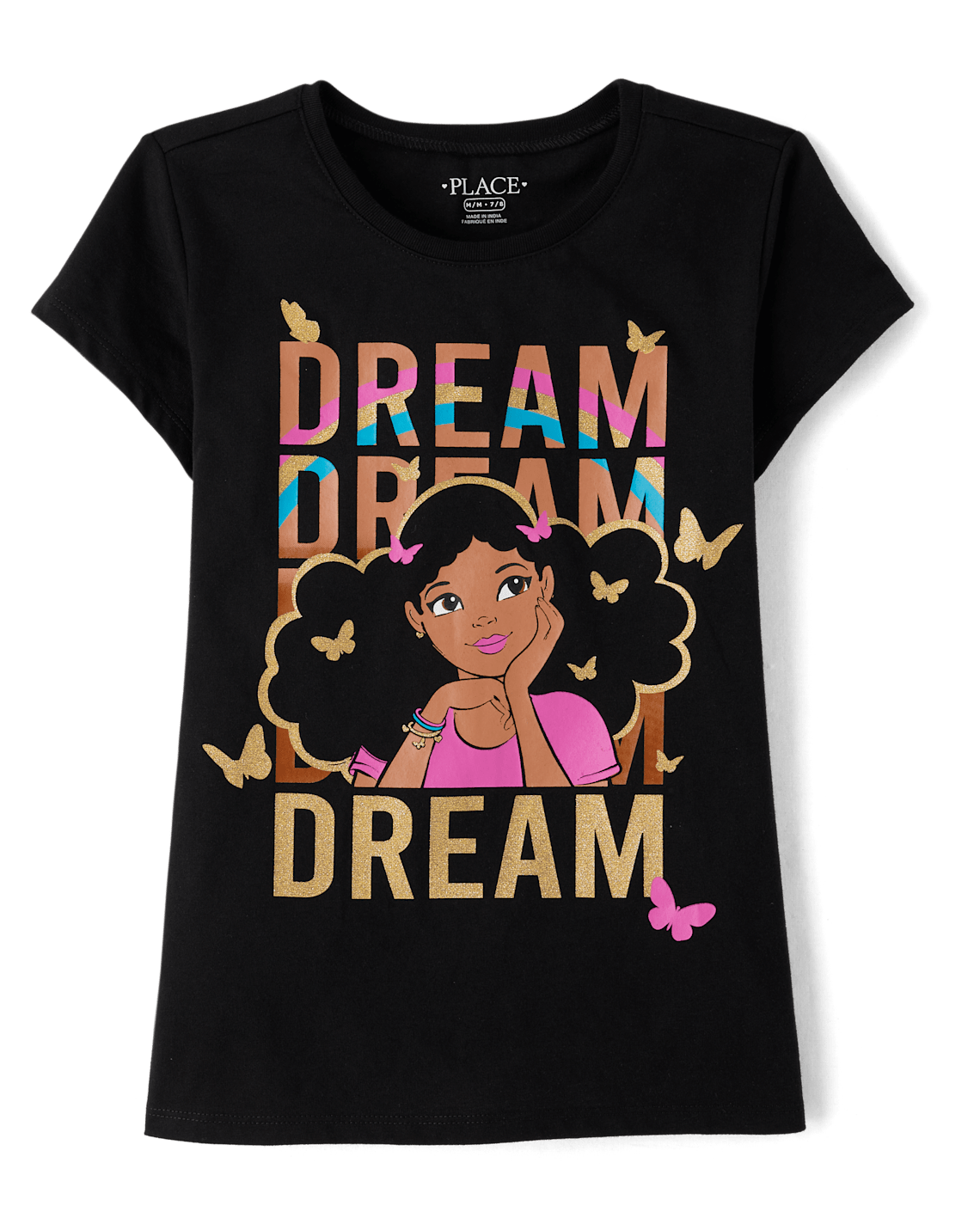 Girls Girl Dream Graphic Tee - black, Size: 4