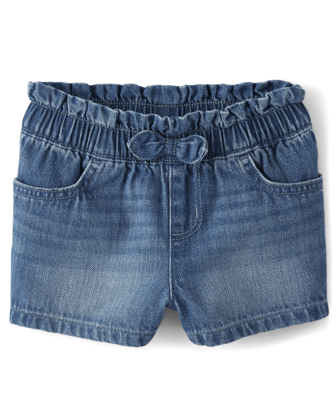 Toddler Girls Paperbag Waist Denim Shortie Shorts, Size: 2T