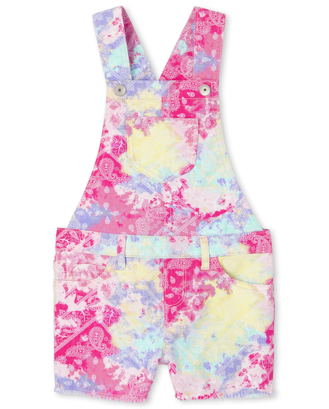 Girls Tie Dye Paisley Twill Shortalls - pink, Size: 6