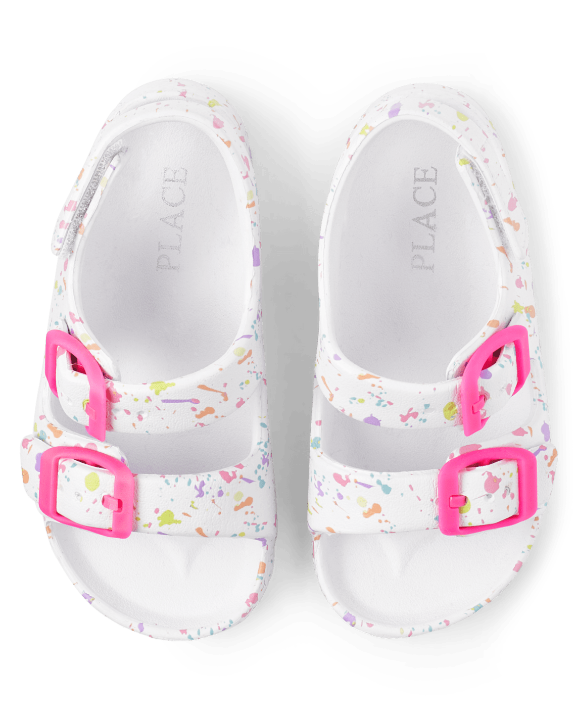 Toddler Girls Paint Splatter Buckle Slides, Size: Toddler 7
