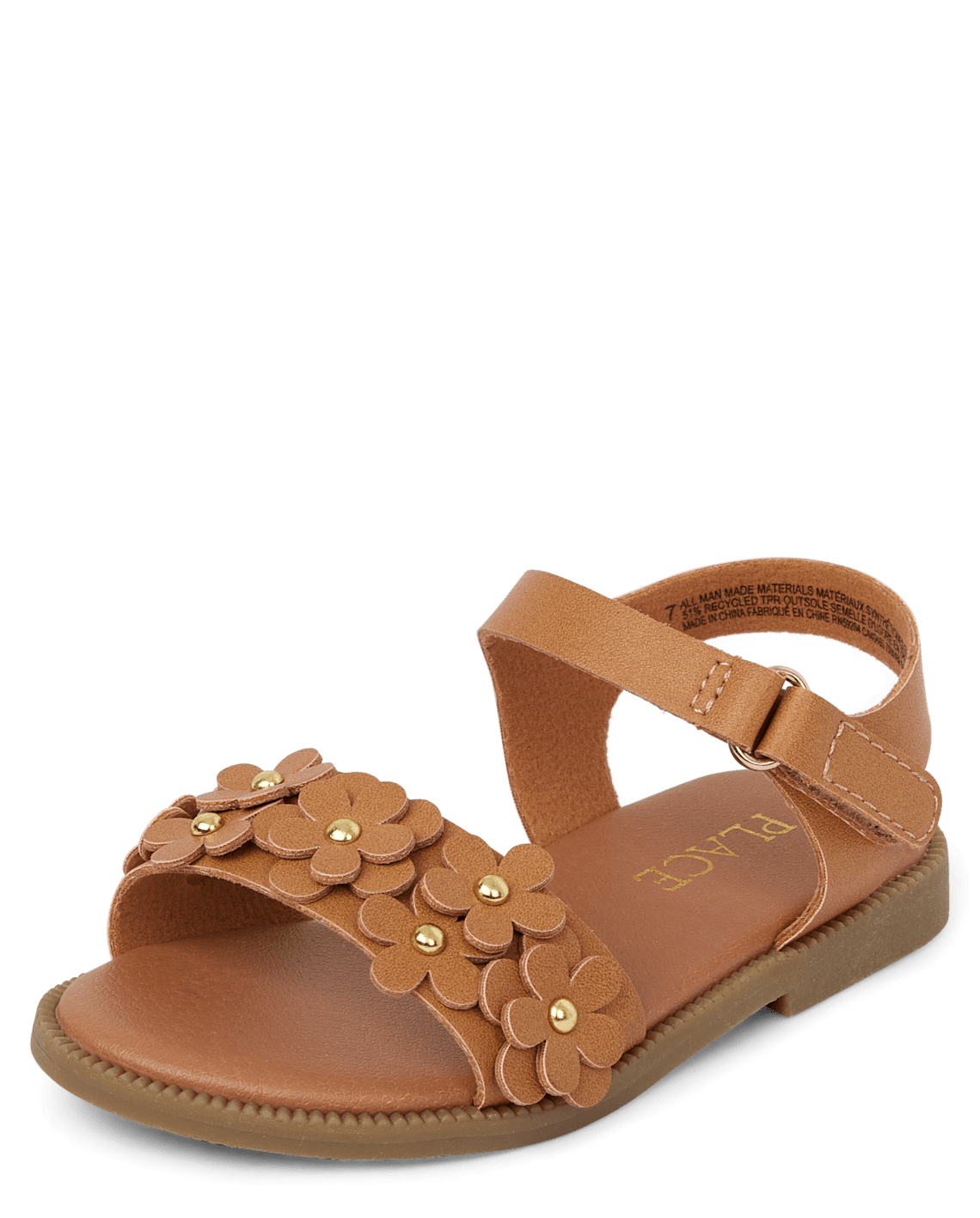 Toddler Girls Jeweled Flower Sandals - tan, Size: Toddler 6
