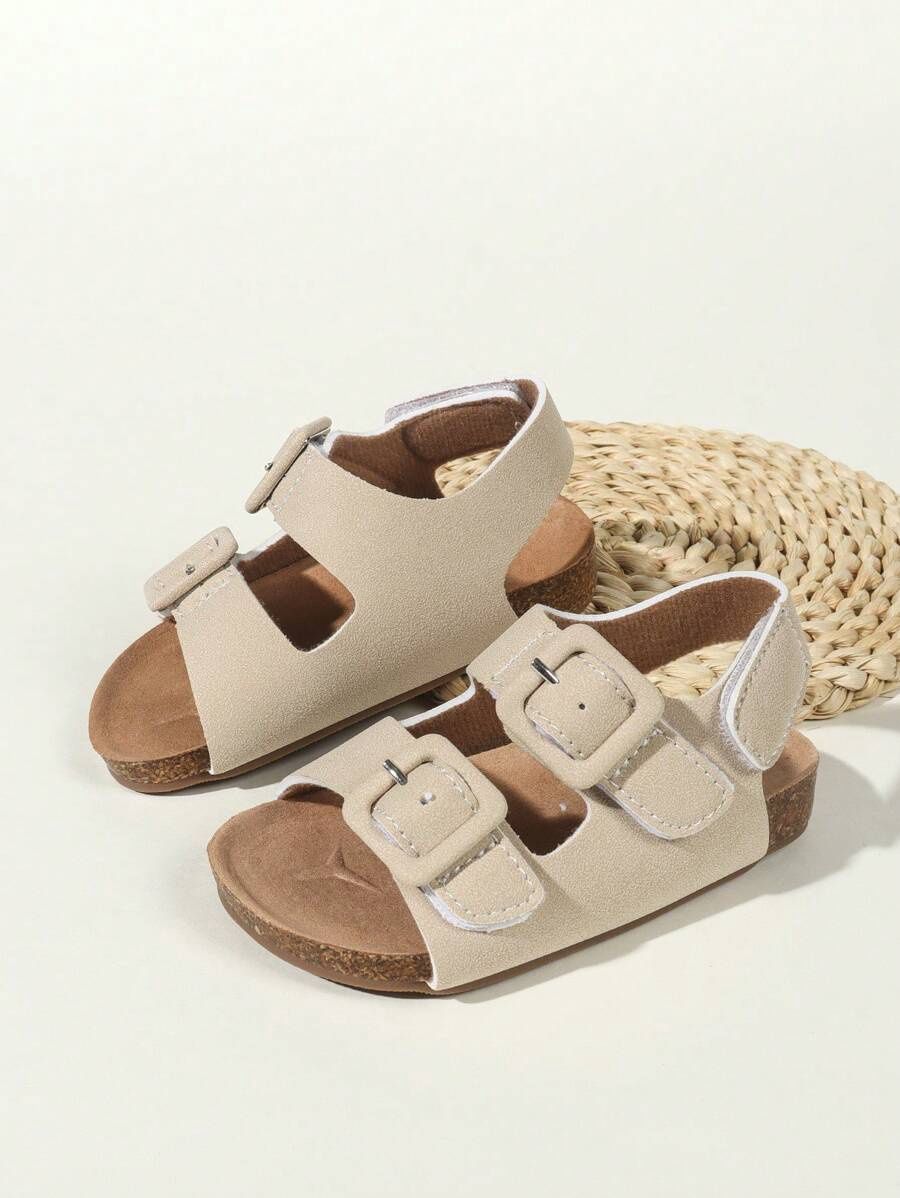 Soft Breathable Roman Sandals With PU Leather Strap - Brown, Size: US 10 ( 4-5 yrs)