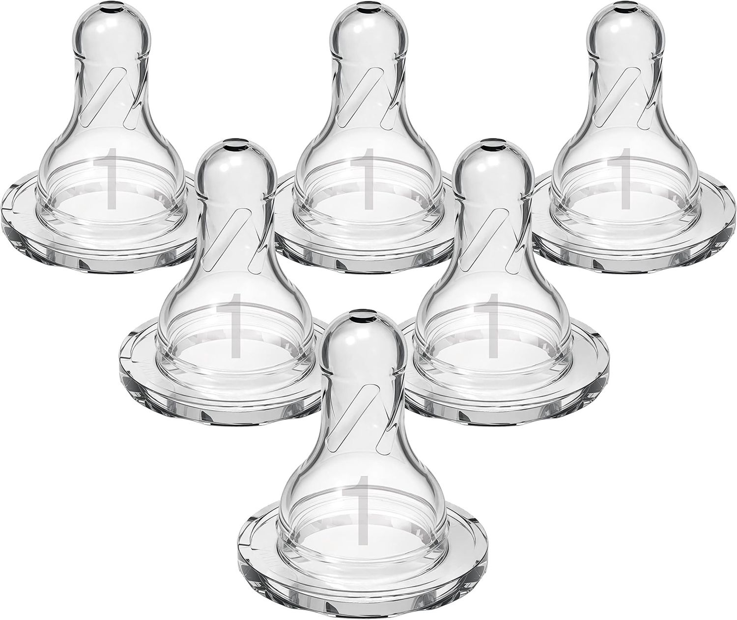 Dr. Brown’s Natural Flow Level 1 Narrow Baby Bottle Silicone Nipple, Slow Flow, 0m+, 100% Silicone Bottle Nipple, 6 Count