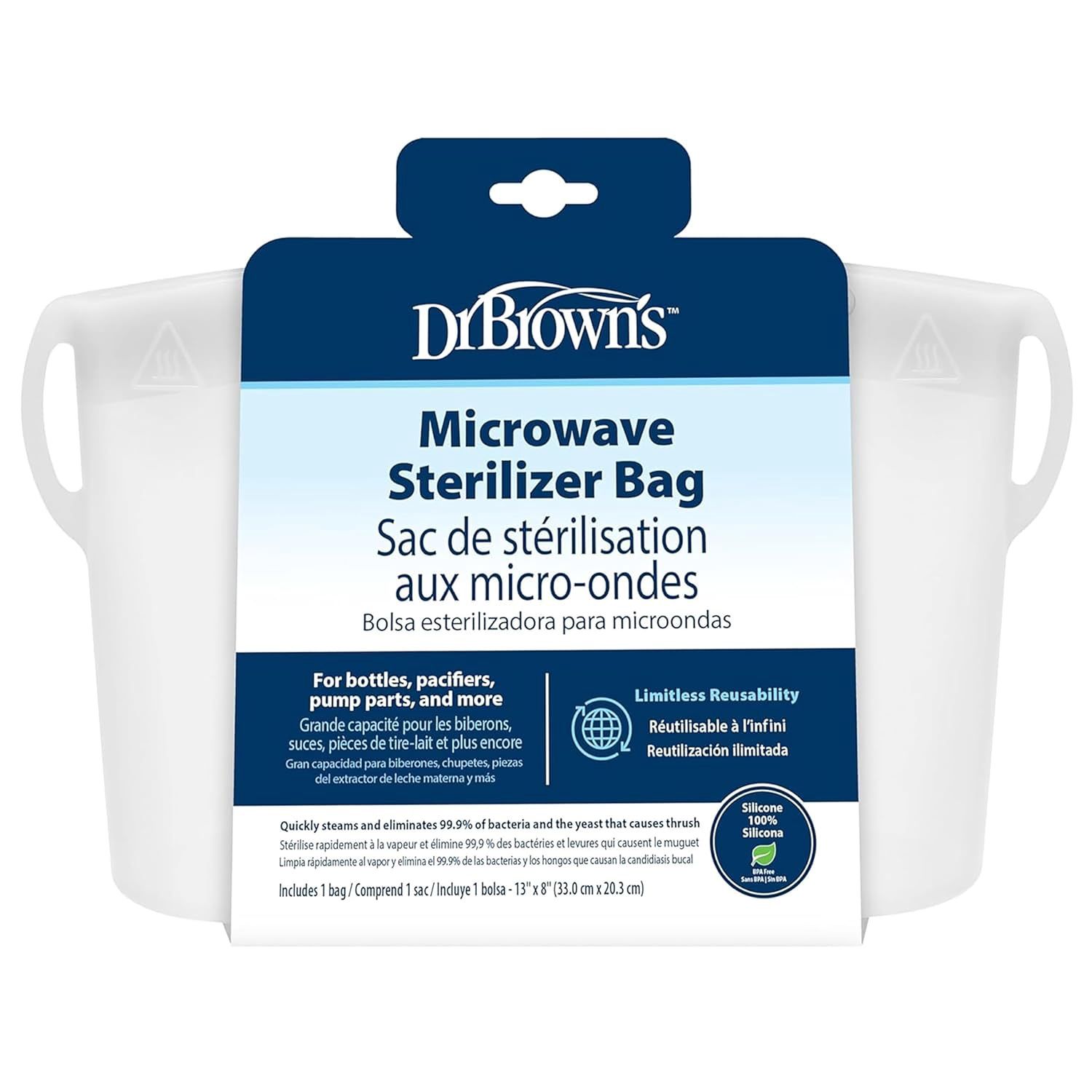 Dr. Brown’s 100% Silicone Microwave Steam Sterilizer Bag for Baby Bottles
