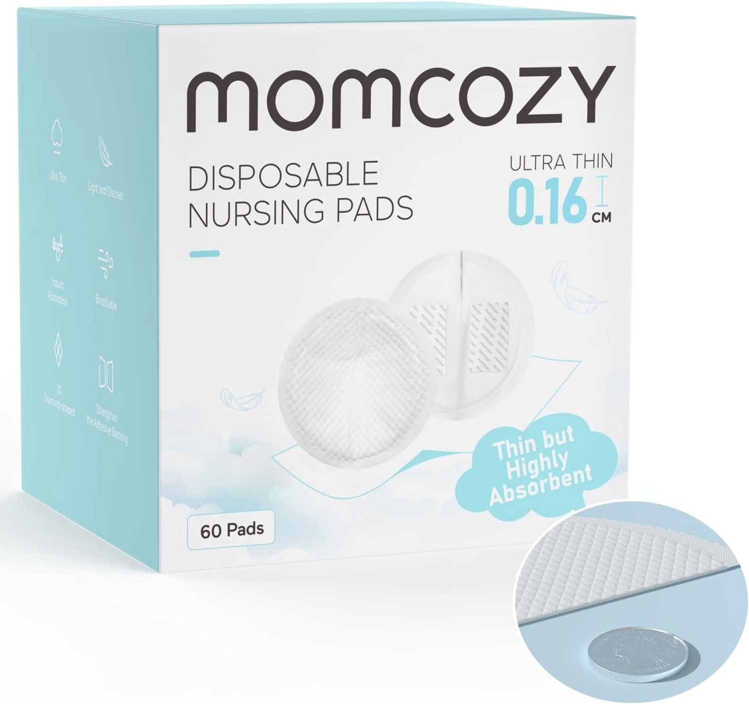 Momcozy Ultra-Thin Disposable Nursing Pads, Ultra-Absorbent and Breathable Portable Breast Pads