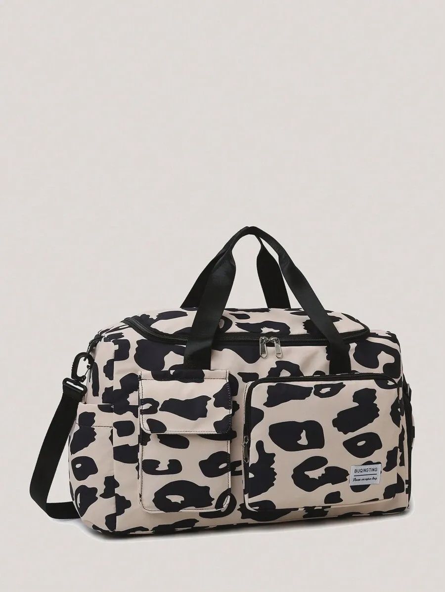 Deep Beige Cow Print, Duffle Bag - Maternity Bag