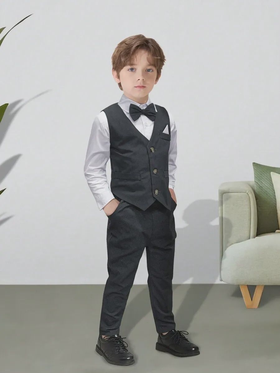 New Style Gentleman Suit Set- Black, Size: 5Y