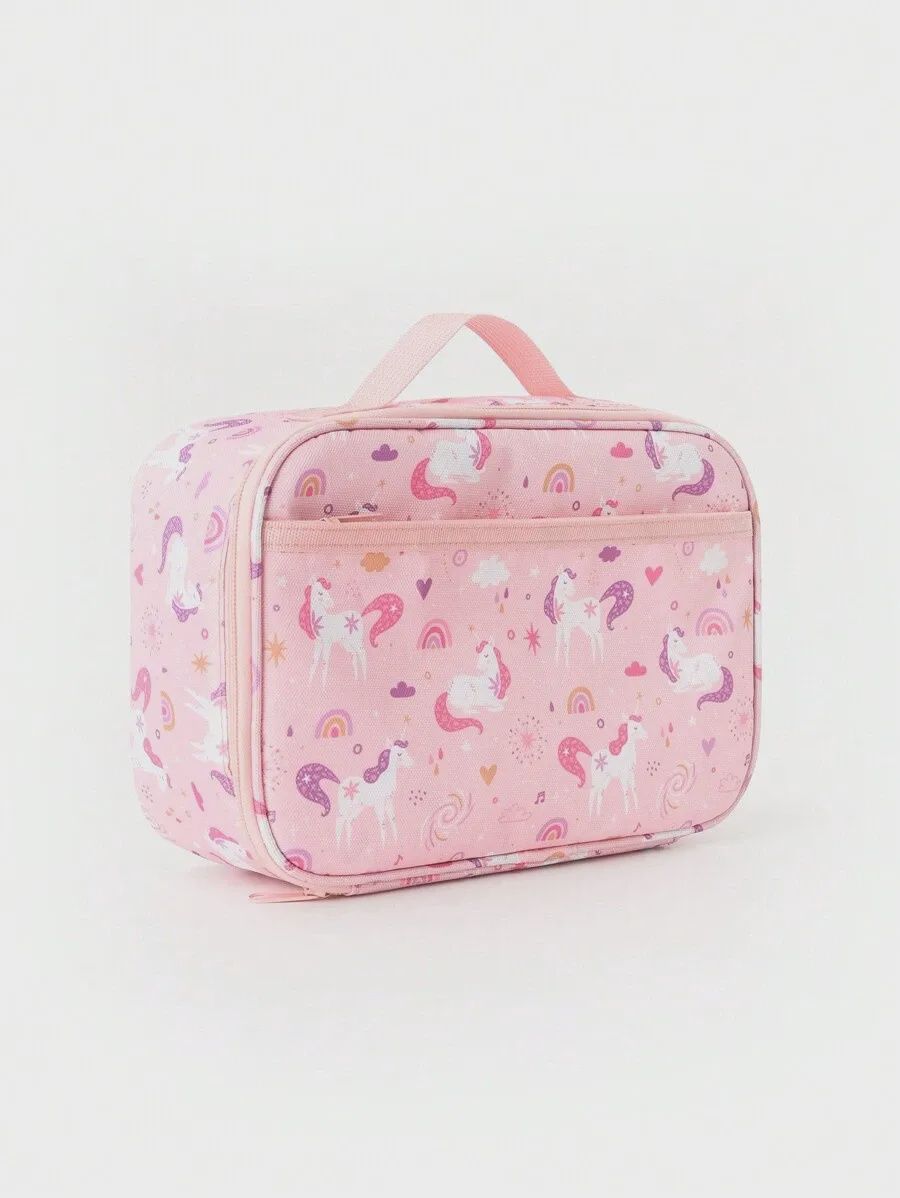 1 Piece Cute Cartoon Decorated Insulated Lunch Bag, Color: Pink