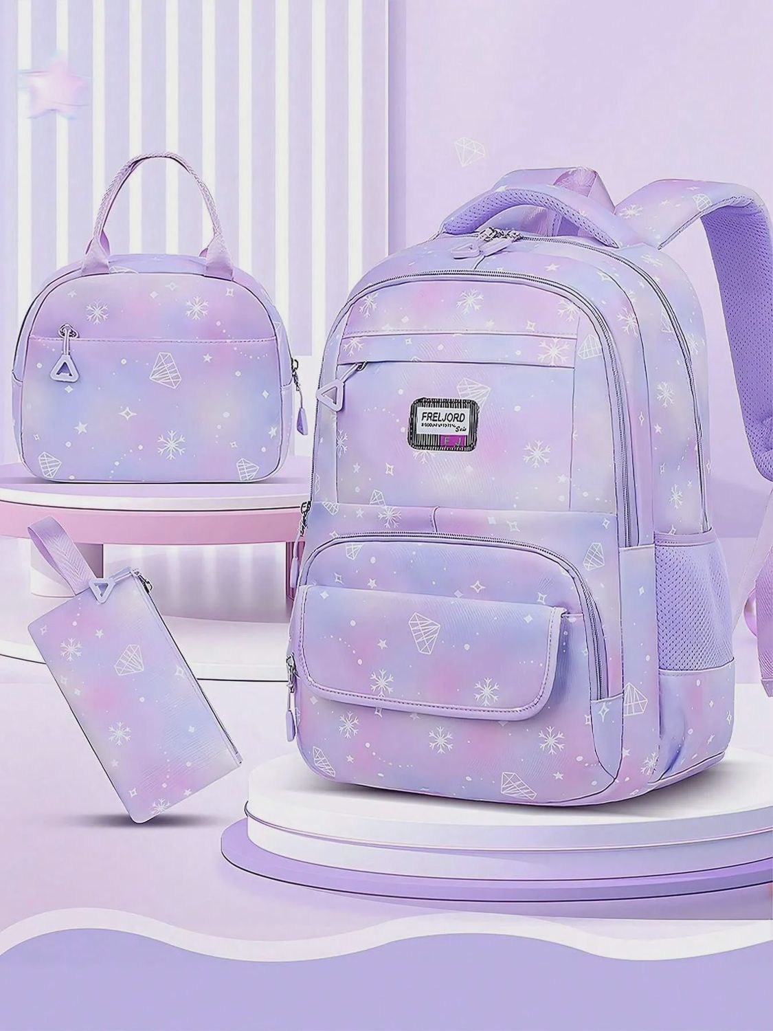 3pcs Girls&#39; Backpack Set - Lilac