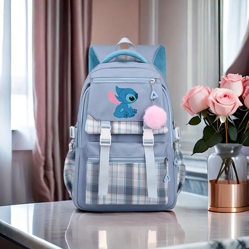 Stitch Backpack - Cute Anime Print, Color: Blue
