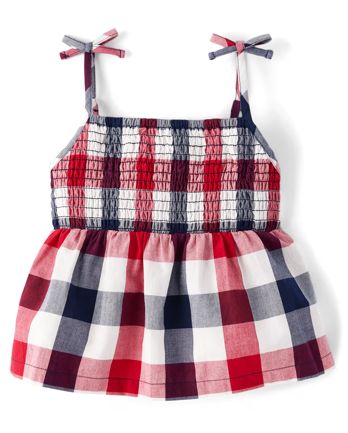 Girls Gingham Bow Shoulder Top - blue, Size: 7/8