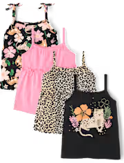Toddler Girls Leopard Peplum Tank Top 4-Pack - tan, Size: 2T