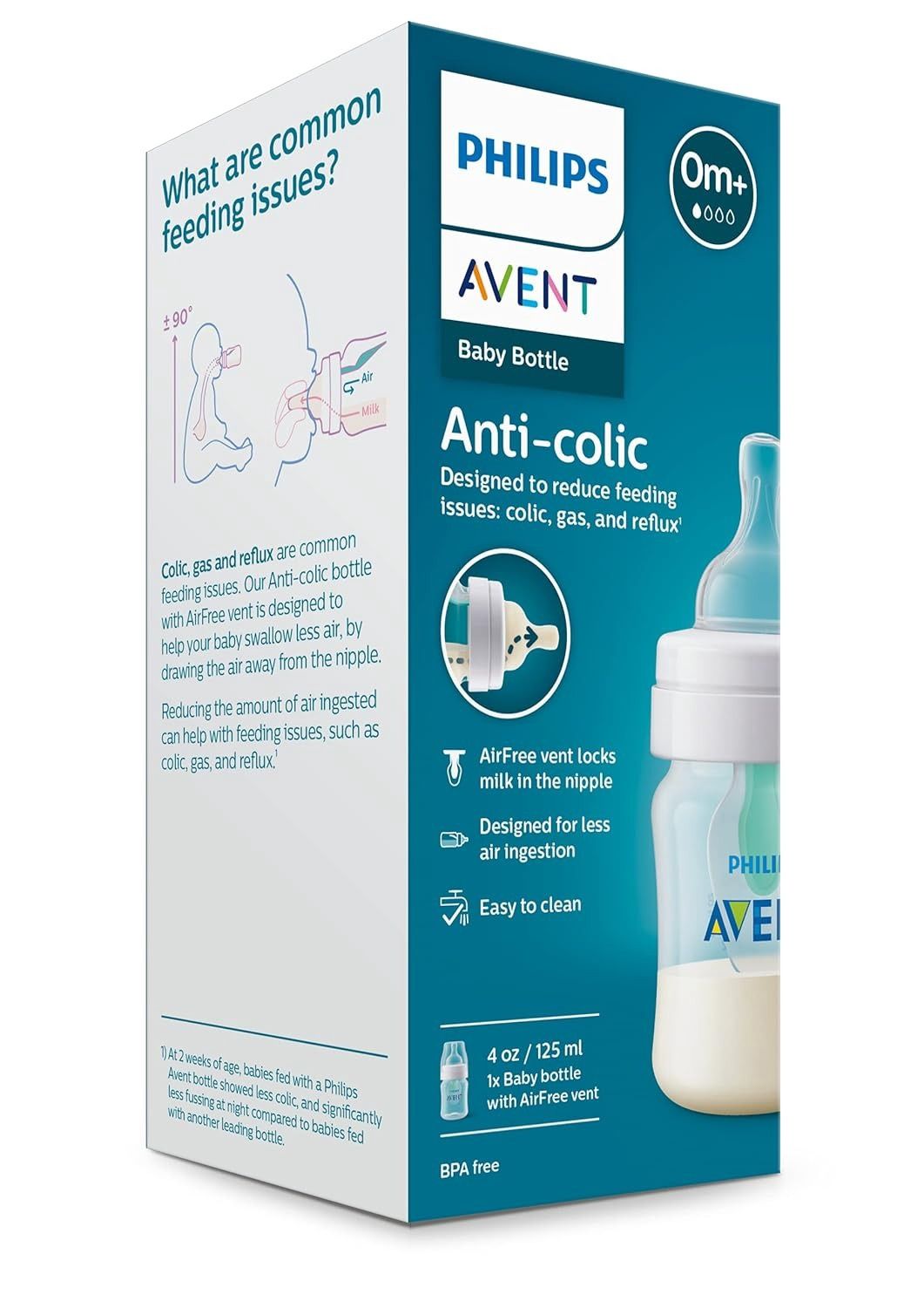 Philips Avent Anti-Colic Baby Bottle with AirFree Vent, 9oz, SCY703/91, 1pk