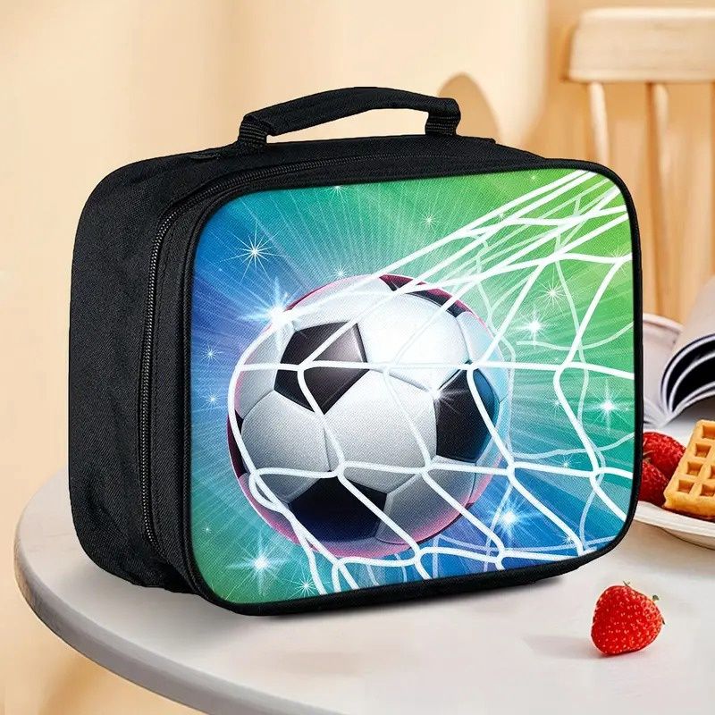 1pc Cartoon Football Green Portable Lunch Bag