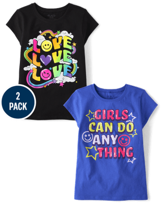 Girls Positivity Graphic Tee 2-Pack - Multi Clr