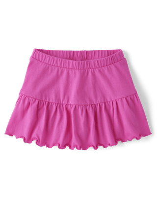 Toddler Girls Lettuce Hem Tiered Skort - Pink
