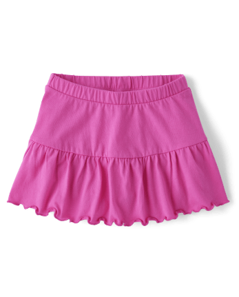 Toddler Girls Lettuce Hem Tiered Skort - Pink