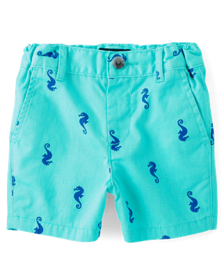 Baby And Toddler Boys Seahorse Chino Shorts - Blue Radiance