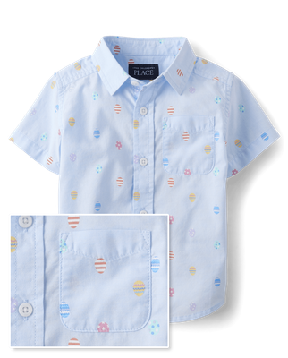 Baby And Toddler Boys Easter Egg Poplin Button Up Shirt