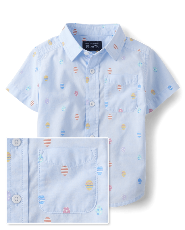 Baby And Toddler Boys Easter Egg Poplin Button Up Shirt