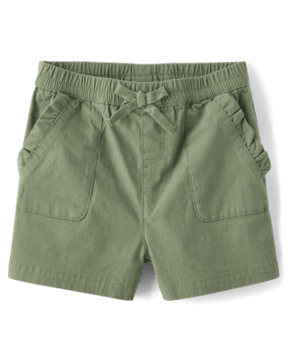 Toddler Girls Ruffle Cargo Shorts - Olive