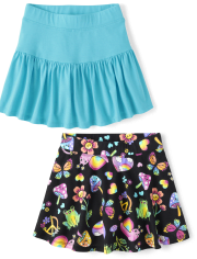 Girls Rainbow Icon Skort 2-Pack - Multi Clr